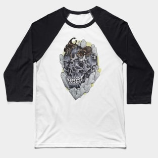 Gray Crystal Skull Baseball T-Shirt